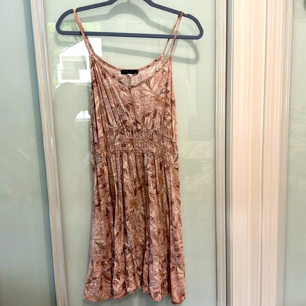 V-neck, cinch waist dress